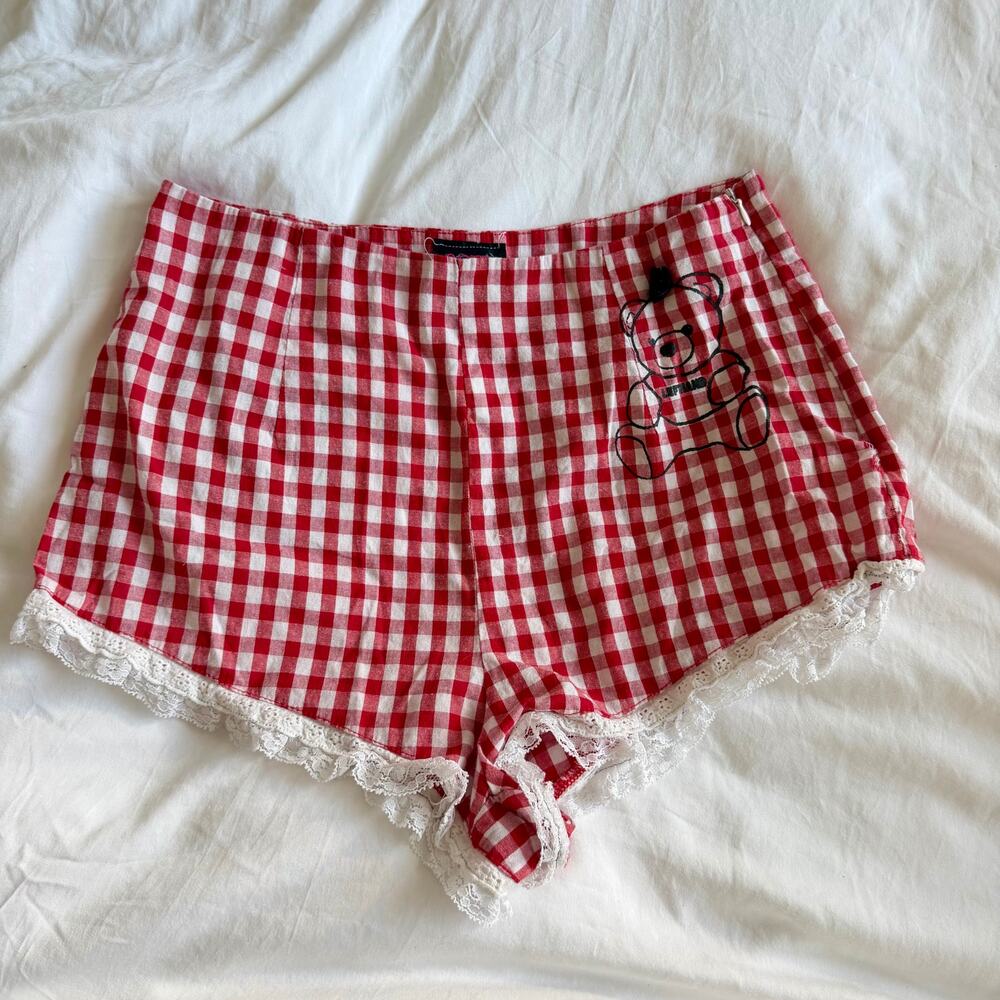 Gingham Lace Sweetheart Shorts FREE BRITNEY Red Size S